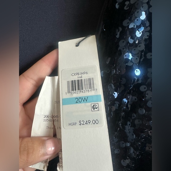 NWT Plus Size Calvin Klein Short Sleeve Navy Blue Sequin Evening Gown Size 20W - Picture 6 of 7